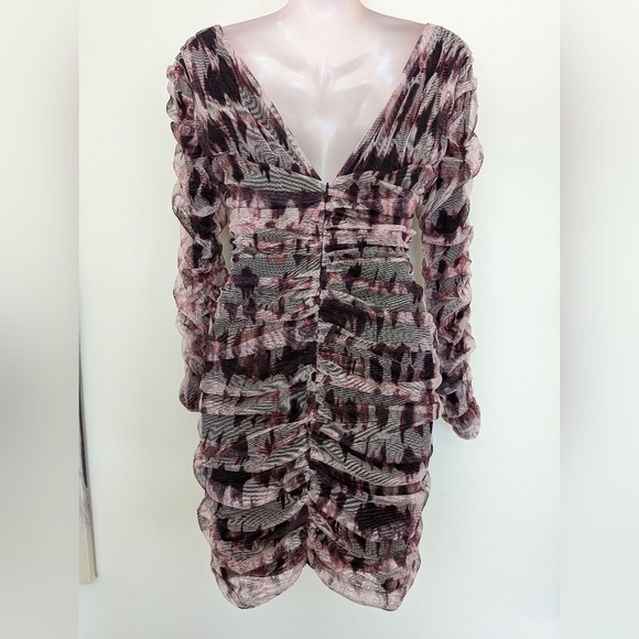 ZARA ruched printed mini dress Large - Picture 12 of 16